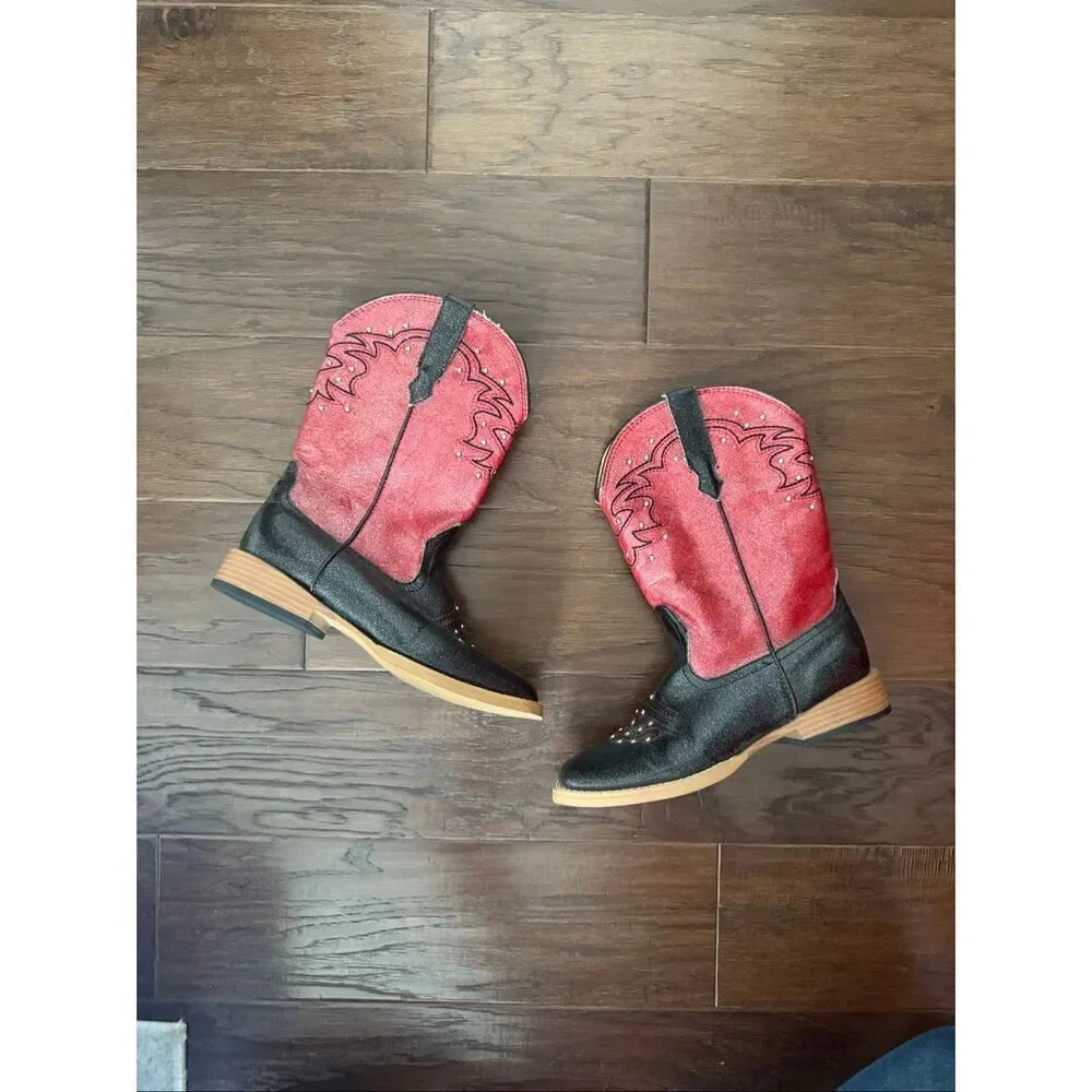 Roper Girl’s Sparkle Red and Black Cowgirl Boots size 3 - Picture 6 of 6